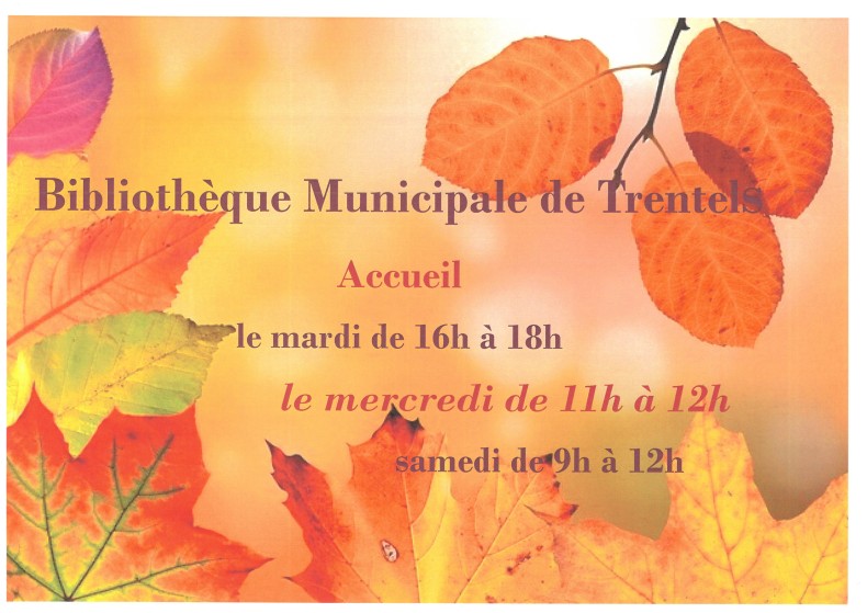 HORAIRES D'AUTOMNE DE LA BIBLIOTHEQUE MUNICIPALE